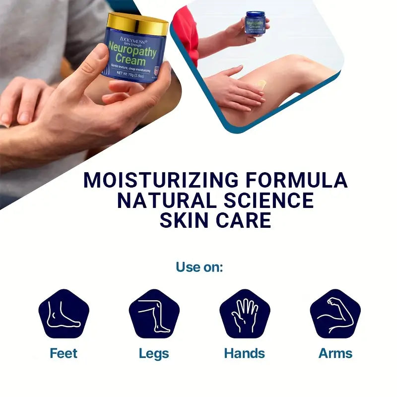 【Extra Strength】Neuropathy Cream - Deep Moisturizing Relief for Feet, Hands & Joints | Natural Lavender, Eucalyptus & Coconut Blend | Paraben-Free, Fast Absorbing | 70g/2.5oz